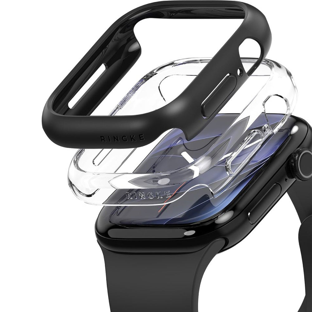Hülle für Apple Watch Series 12 46mm, Ringke Slim, 2 Stück, Transparent, Mattes Schwarz (2/6)