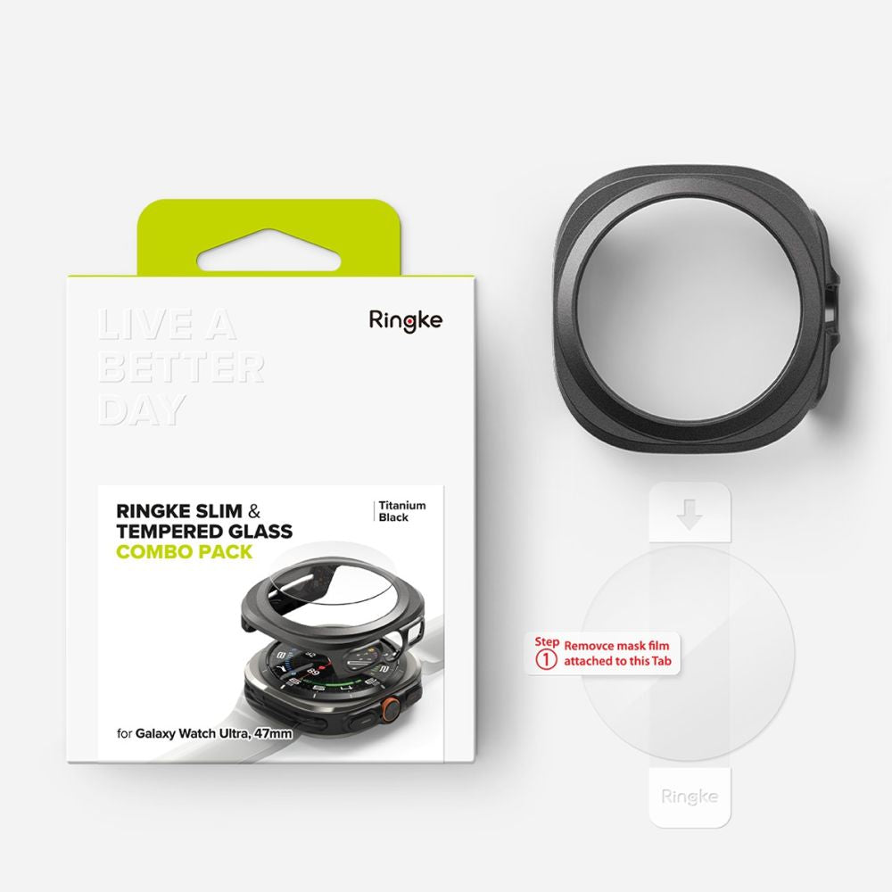 Schutzhülle + Glas für Galaxy Watch Ultra 2 / 1, Ringke Slim & Tempered Glass, Schwarz