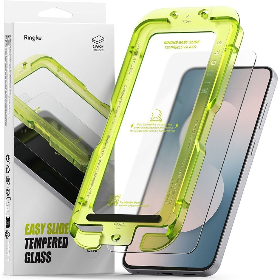 Gehärtetes Bildschirmglas mit Applikator für Samsung Galaxy S26 FE/S25 FE, Ringke Easy Slide, 2 Stück