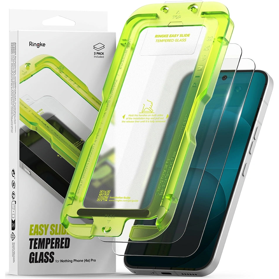Gehärtetes Bildschirmglas mit Applikator für Nothing Phone 4A Pro, Ringke Easy Slide, Transparent, 2 Stück