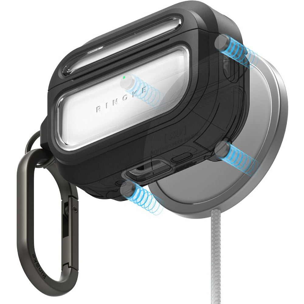 Hülle für AirPods Pro 3, Ringke UX Magnetic mit MagSafe, Schwarz-Transparent