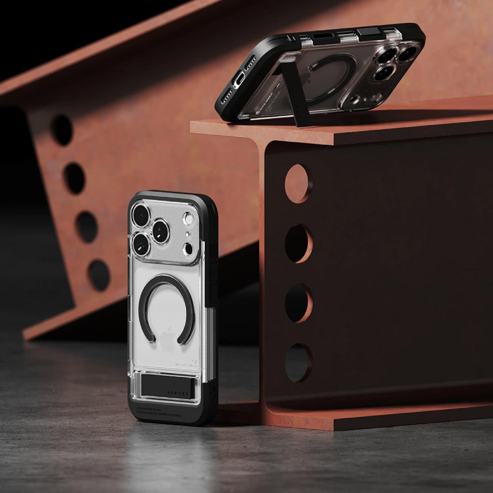 Handyhülle mit Ständer für iPhone 18 Pro / 17 Pro, Ringke UX Magnetic mit MagSafe, Transparent-Schwarz (4/9)