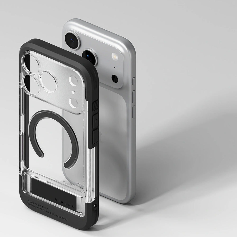 Handyhülle mit Ständer für iPhone 18 Pro / 17 Pro, Ringke UX Magnetic mit MagSafe, Transparent-Schwarz (8/9)