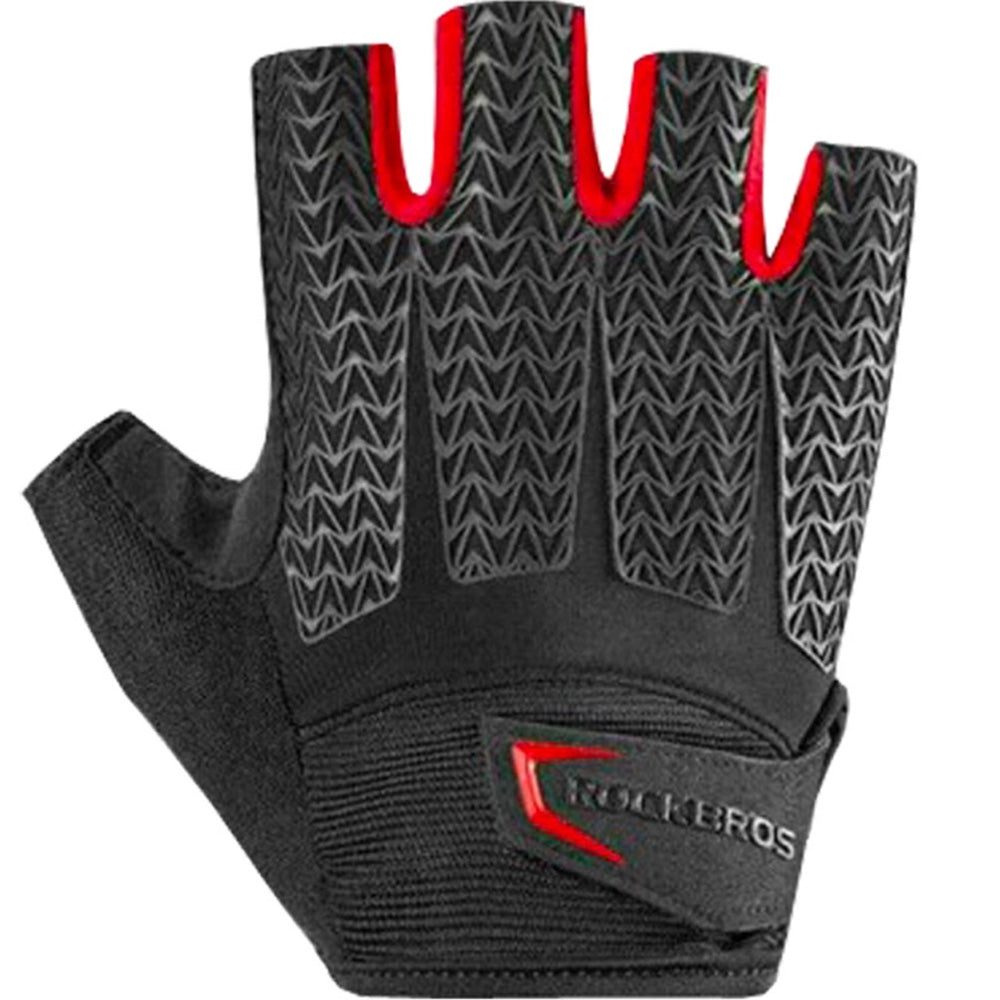 Fahrradhandschuhe mit Gel-Polstern, Rockbros S169BR, Größe M, Schwarz-Rot