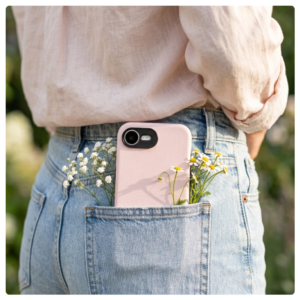Handyhülle YAXO Leather Gear Slim Case MagSafe für iPhone 17e, rosa (11/13)