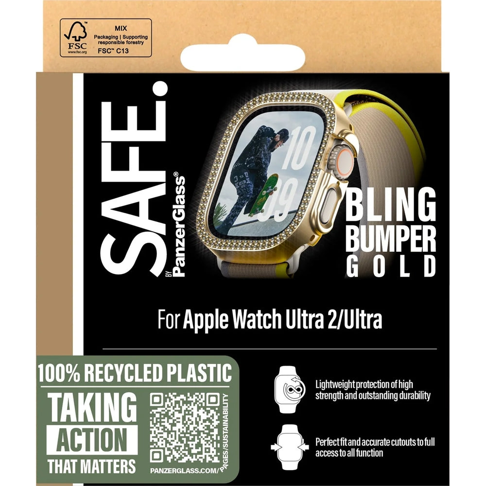 Hülle für Apple Watch Ultra 4/3/2/1 49 mm, SAFE by PanzerGlass Bling, Golden