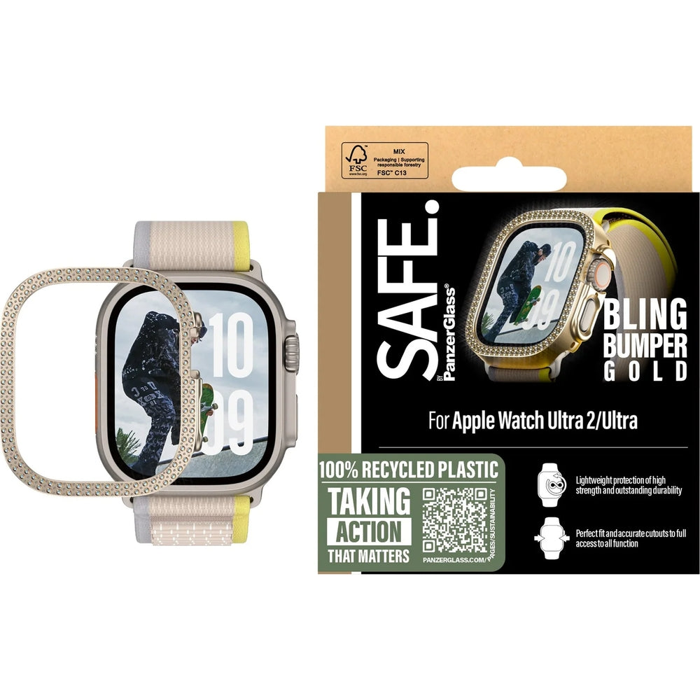 Hülle für Apple Watch Ultra 4/3/2/1 49 mm, SAFE by PanzerGlass Bling, Golden
