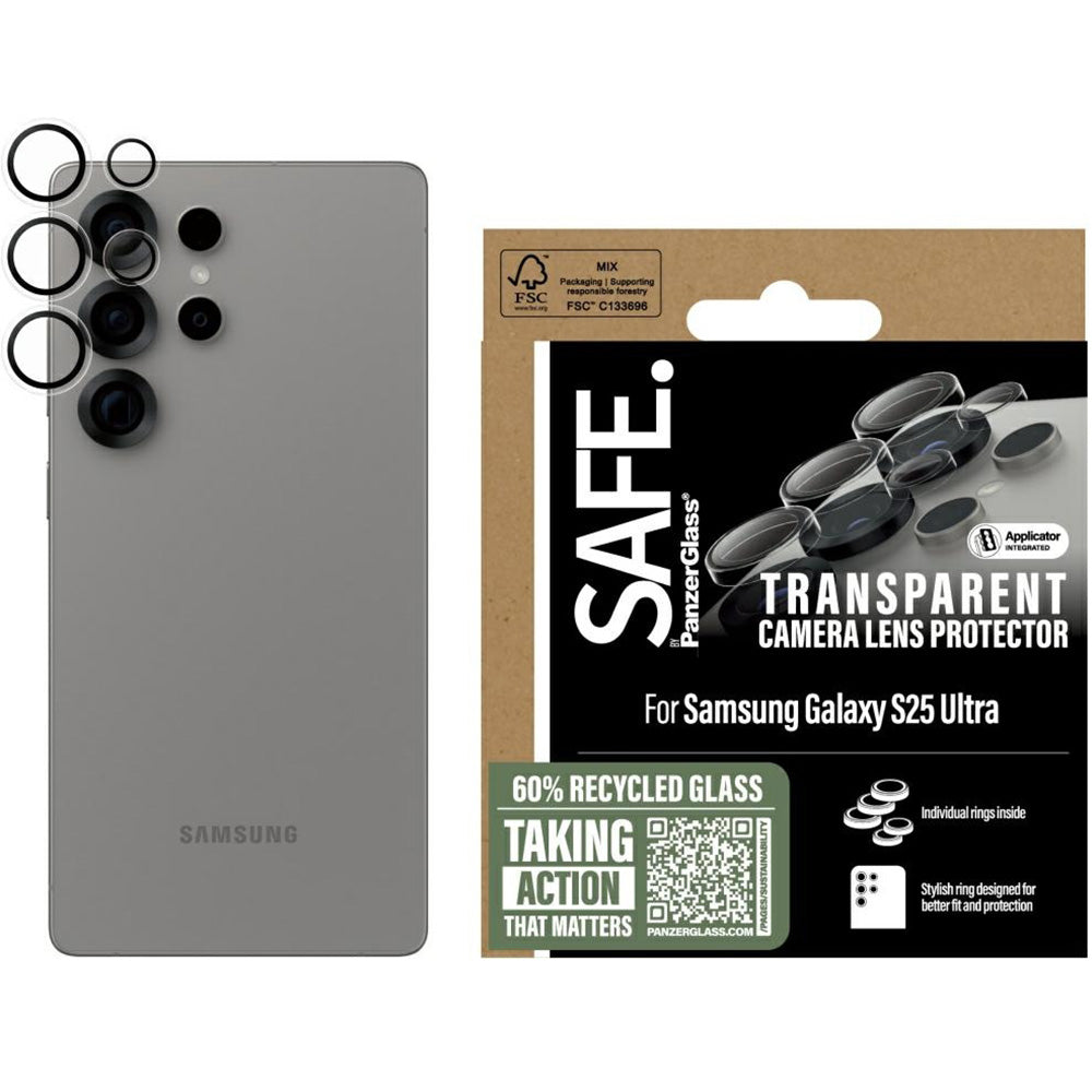Gehärtetes Glas für Galaxy S25 Ultra, Safe by PanzerGlass Camera Lens Protector, Transparent