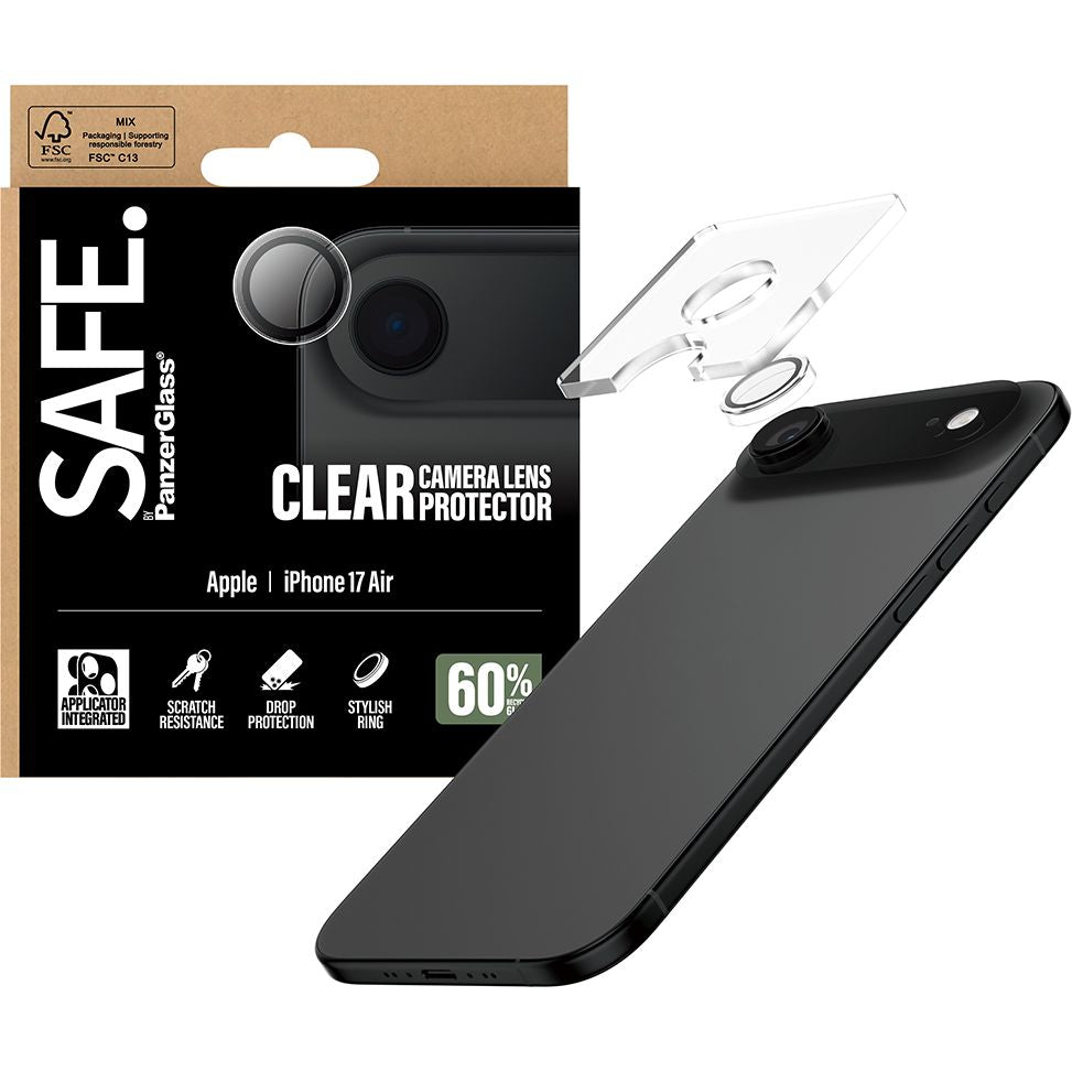 Gehärtetes Glas mit Applikator für iPhone Air, SAFE by PanzerGlass Camera Lens Protector, Transparent