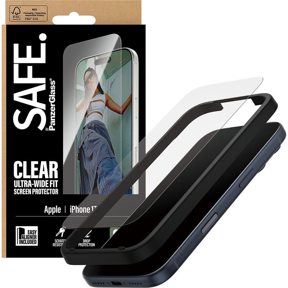 Gehärtetes Glas mit Applikator für iPhone 17 Pro, SAFE by PanzerGlass Ultra-Wide Fit Easy Aligner