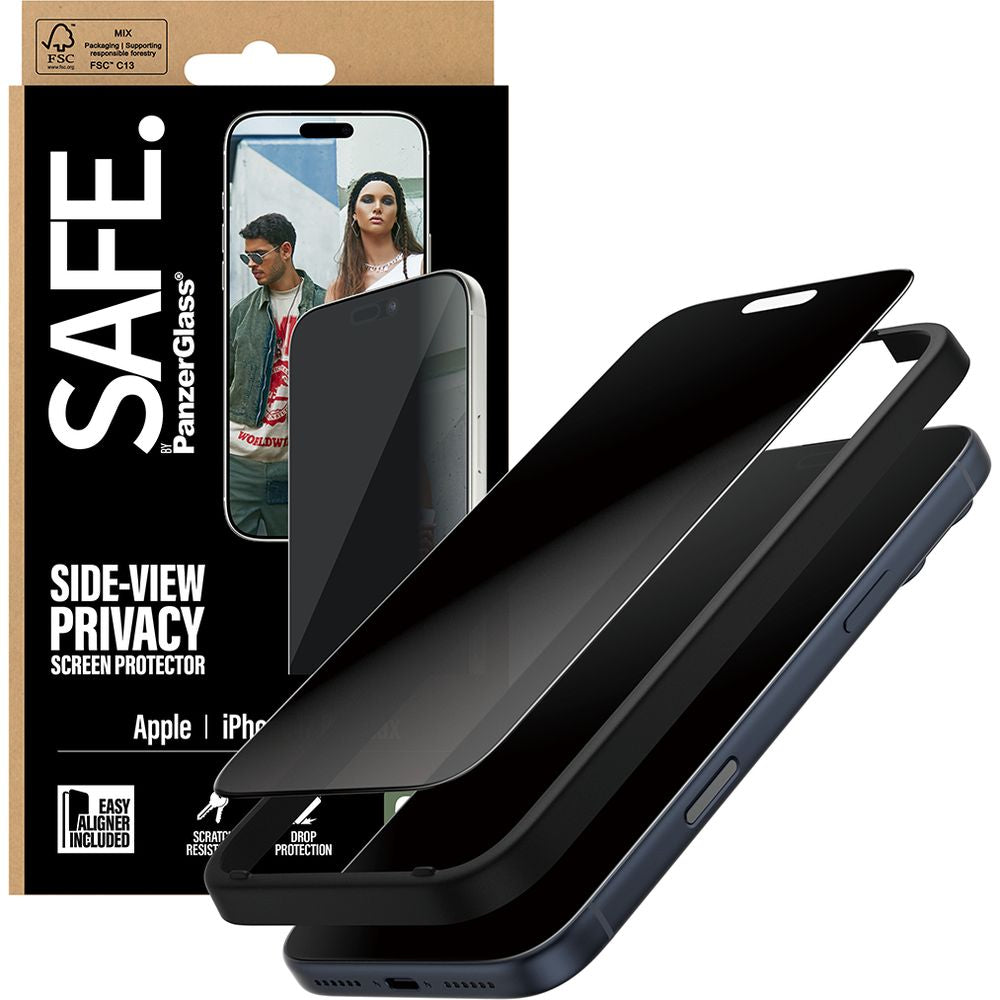 Sichtschutzglas mit Applikator für iPhone 17 Pro Max, SAFE by PanzerGlass Ultra-Wide Fit Privacy mit EasyAligner