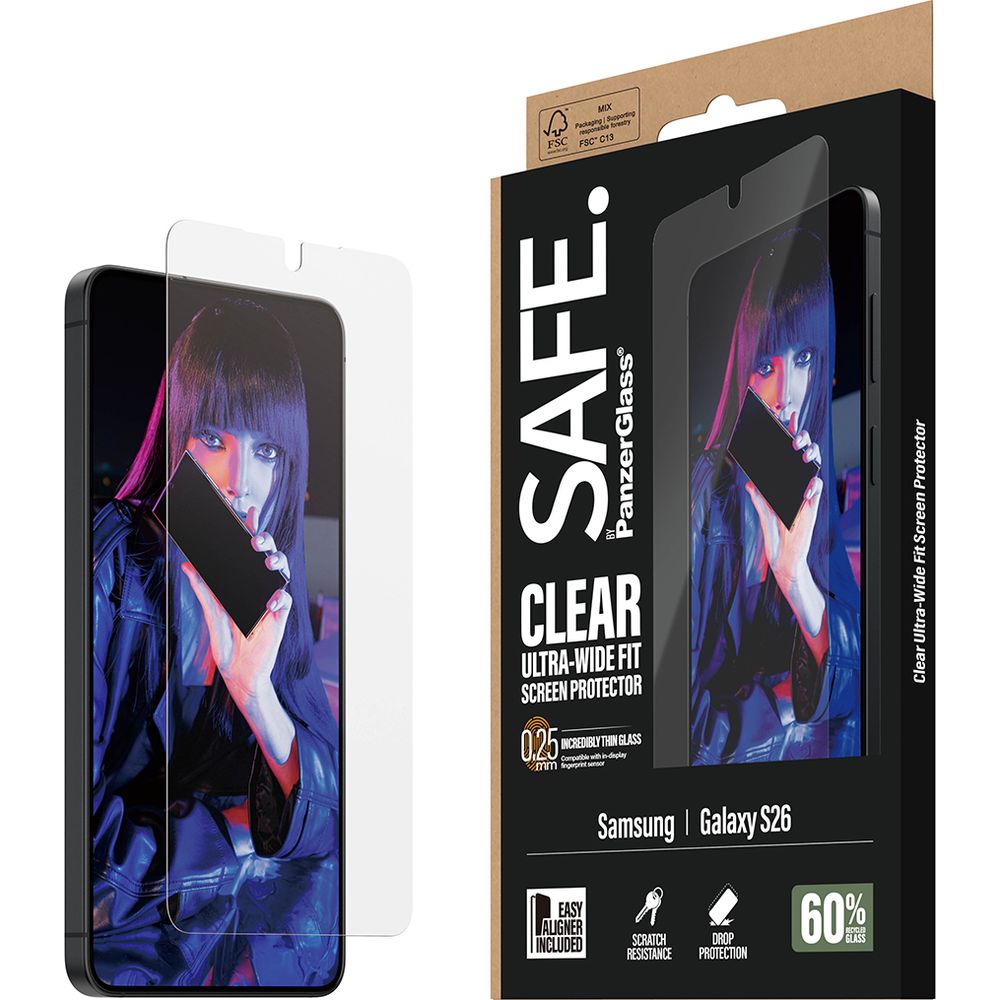 Gehärtetes Glas mit Applikator für Galaxy S26, SAFE by PanzerGlass Ultra-Wide Fit Easy Aligner
