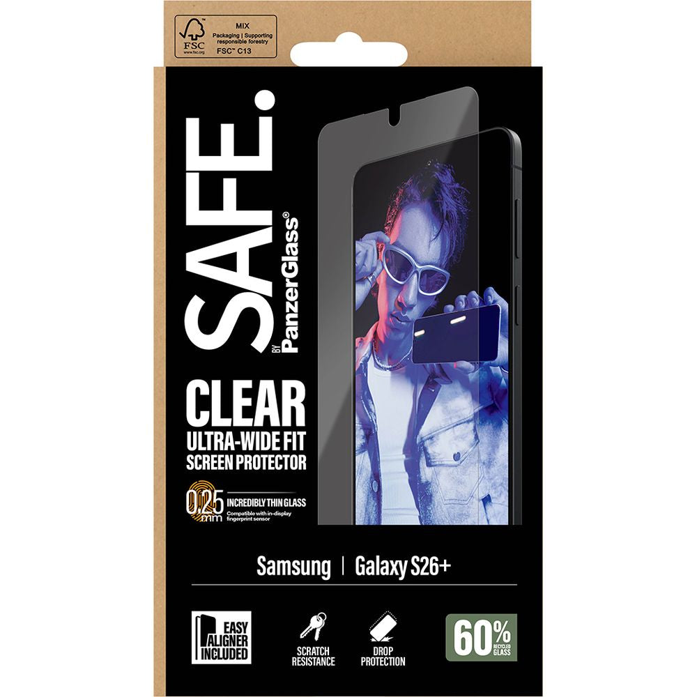 Gehärtetes Glas mit Applikator für Galaxy S26 Plus, SAFE by PanzerGlass Ultra-Wide Fit Easy Aligner
