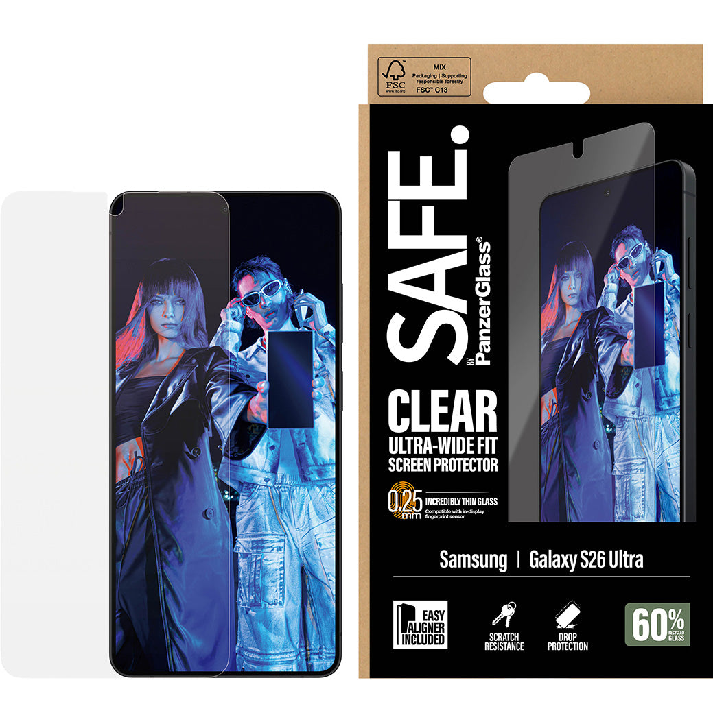 Gehärtetes Glas mit Applikator für Galaxy S26 Ultra, SAFE by PanzerGlass Ultra-Wide Fit Easy Aligner