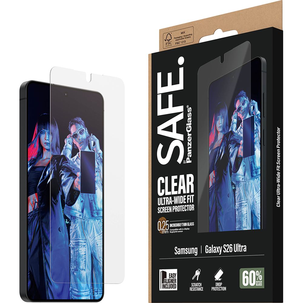 Gehärtetes Glas mit Applikator für Galaxy S26 Ultra, SAFE by PanzerGlass Ultra-Wide Fit Easy Aligner