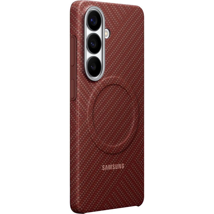 Original Handyhülle für Galaxy S26, Samsung Carbon Magnet Case mit MagSafe, Rot mit Kohlefaser