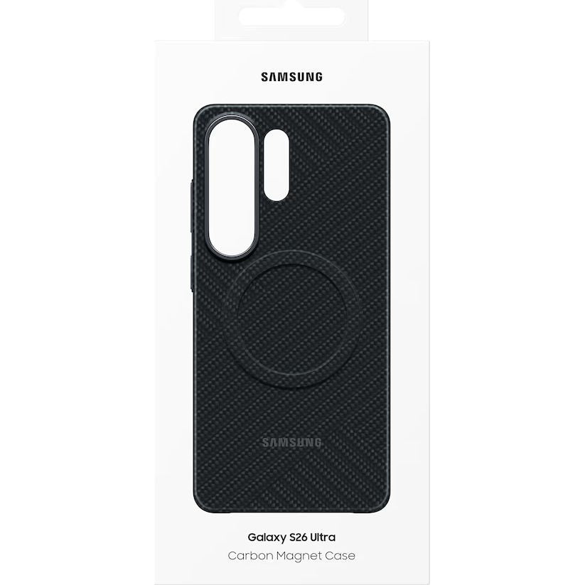 Original Handyhülle für Galaxy S26 Ultra, Samsung Carbon Magnet Case mit MagSafe, Schwarz mit Kohlefaser