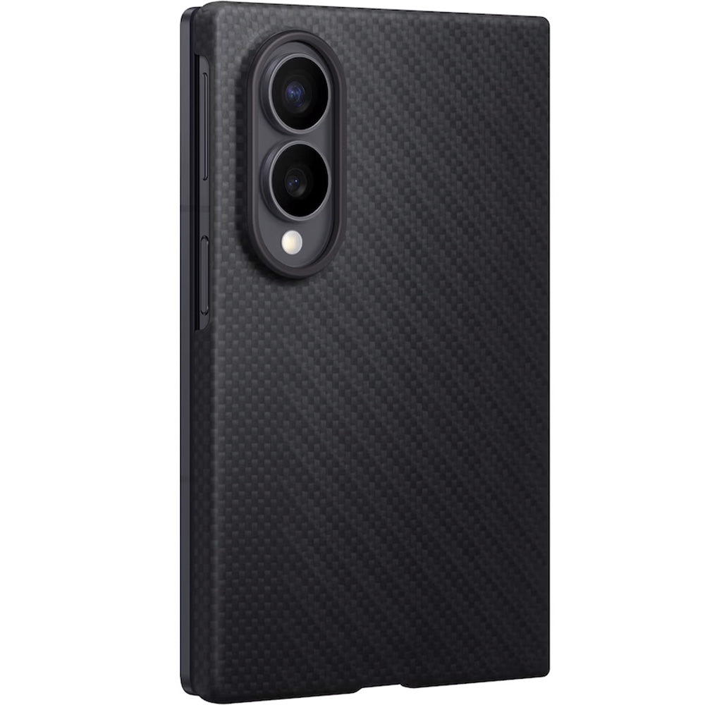 Handyhülle und 2x Anti-Reflexionsfolie für Galaxy Z Fold8, Samsung Carbon Magnet Case mit MagSafe, Schwarz