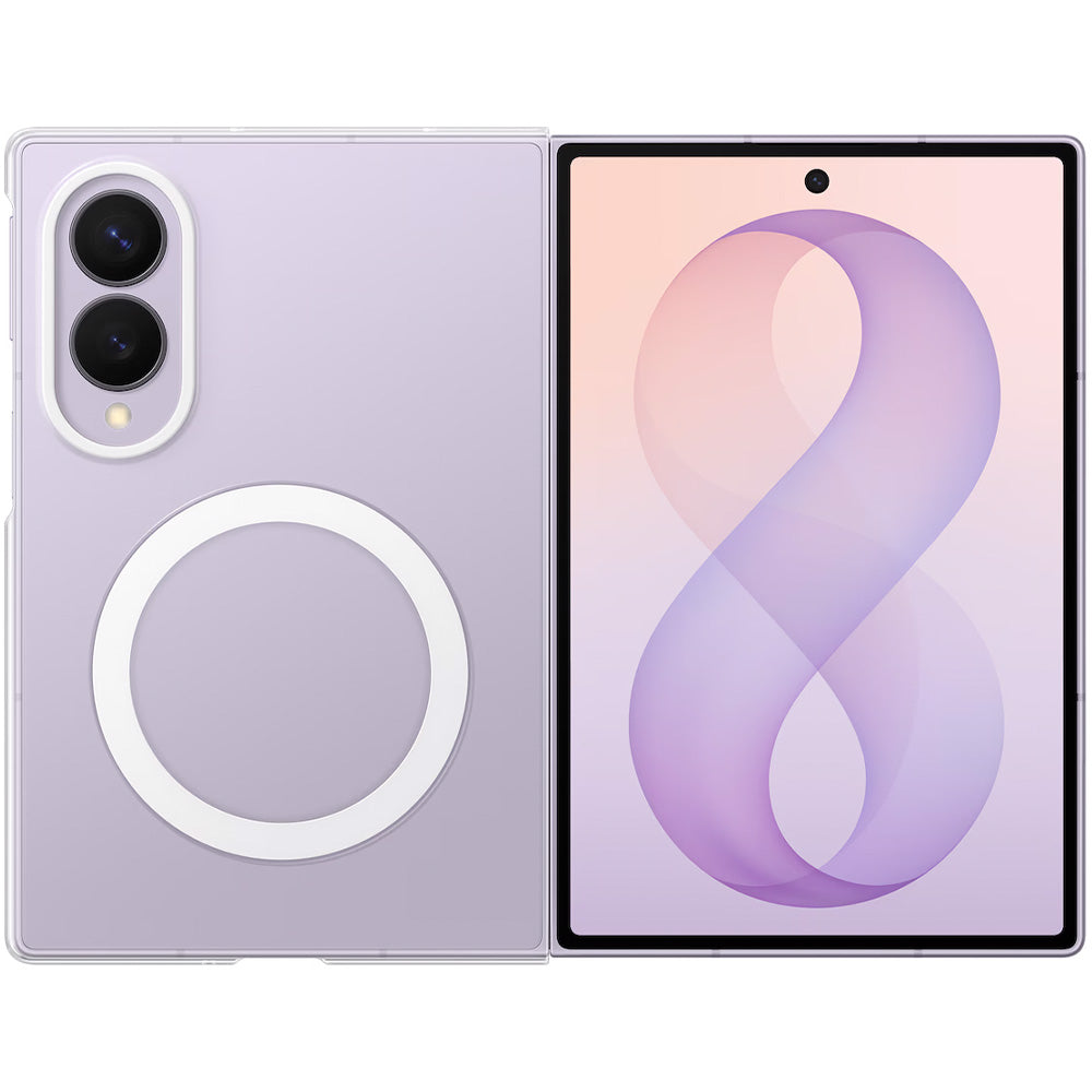 Handyhülle und 2x Anti-Reflexionsfolie für Galaxy Z Fold8, Samsung Clear Magnet Case mit MagSafe, Transparent-Weiß