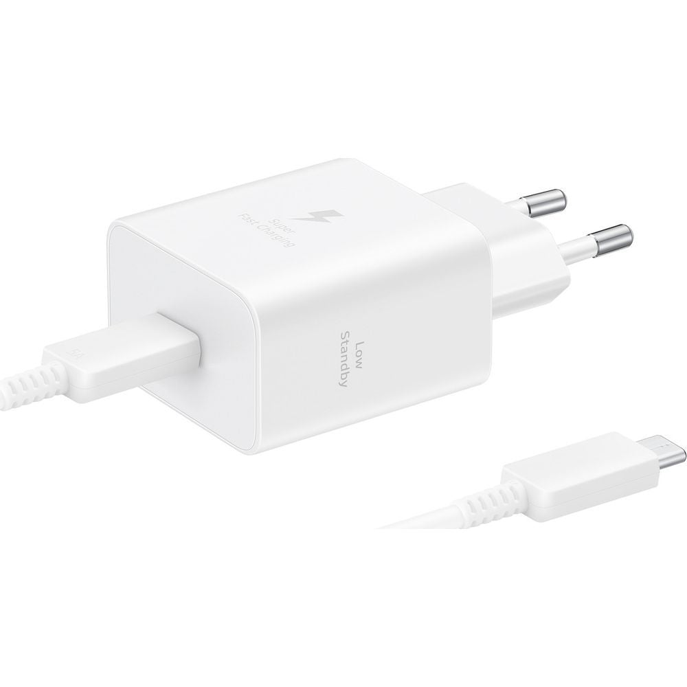 Wandladegerät GaN USB-C 45W, PD, PPS, mit USB-C-Kabel 1,8 m, Samsung Power Adapter, Weiß