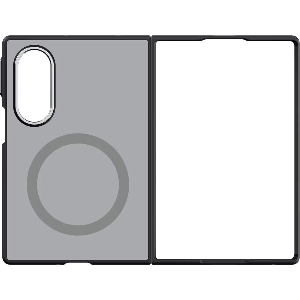 Handyhülle für Galaxy Z Fold8, Samsung Mirror Magnet Case, mit MagSafe, Silber mit schwarzem Rahmen