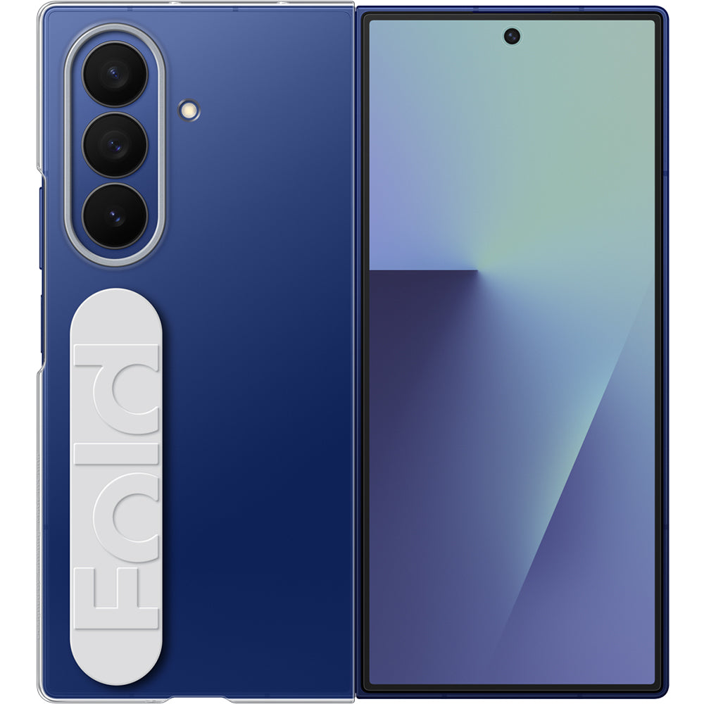 Handyhülle mit Griff und 2x Anti-Reflexionsfolie für Frontdisplay für Galaxy Z Fold7, Samsung Clear Grip Case, Transparent