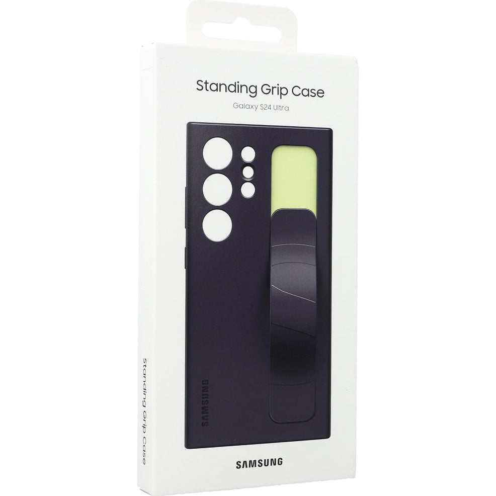 Schutzhülle für Galaxy S24 Ultra, Samsung Silicone Standing Grip Case, Dunkelviolett
