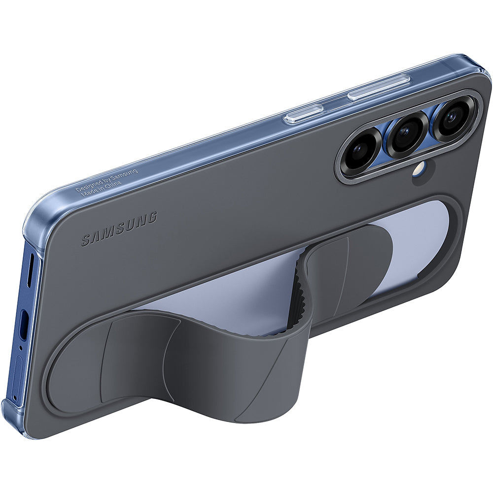 Handyhülle für Galaxy S25, Samsung Silicone Standing Grip Case, Schwarz