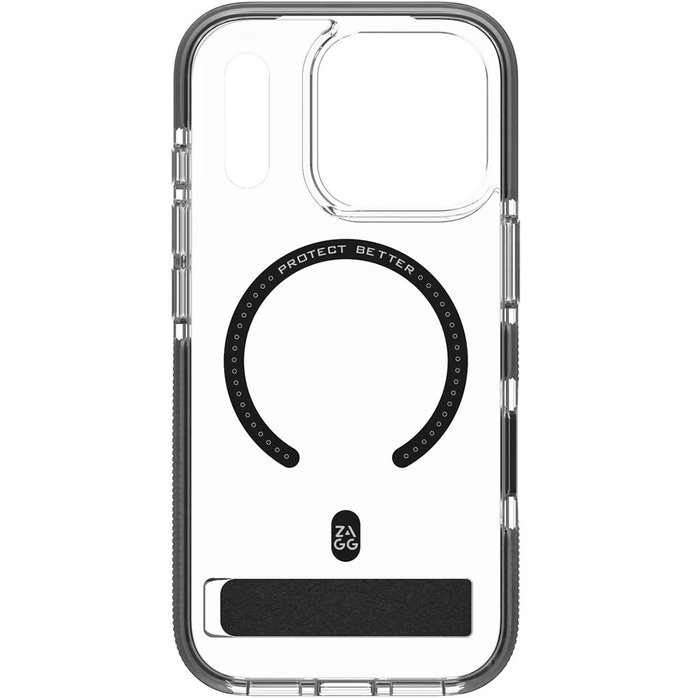 Handyhülle für iPhone 18 Pro / 17 Pro, ZAGG Santa Cruz Snap Kickstand mit MagSafe, Transparent-Schwarz (4/6)