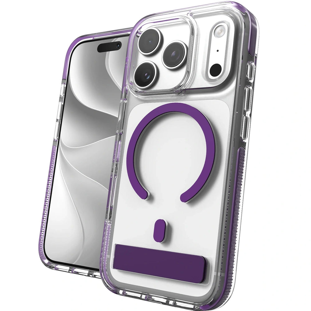 Handyhülle für iPhone 18 Pro Max / 17 Pro Max, ZAGG Santa Cruz Snap Kickstand mit MagSafe, Transparent-Violett (1/7)