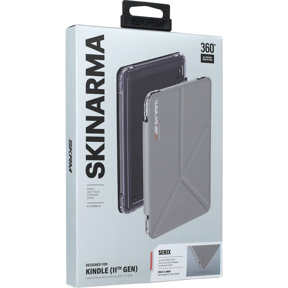 Hülle mit Klappe für Amazon Kindle 11, Skinarma Serix, Grau