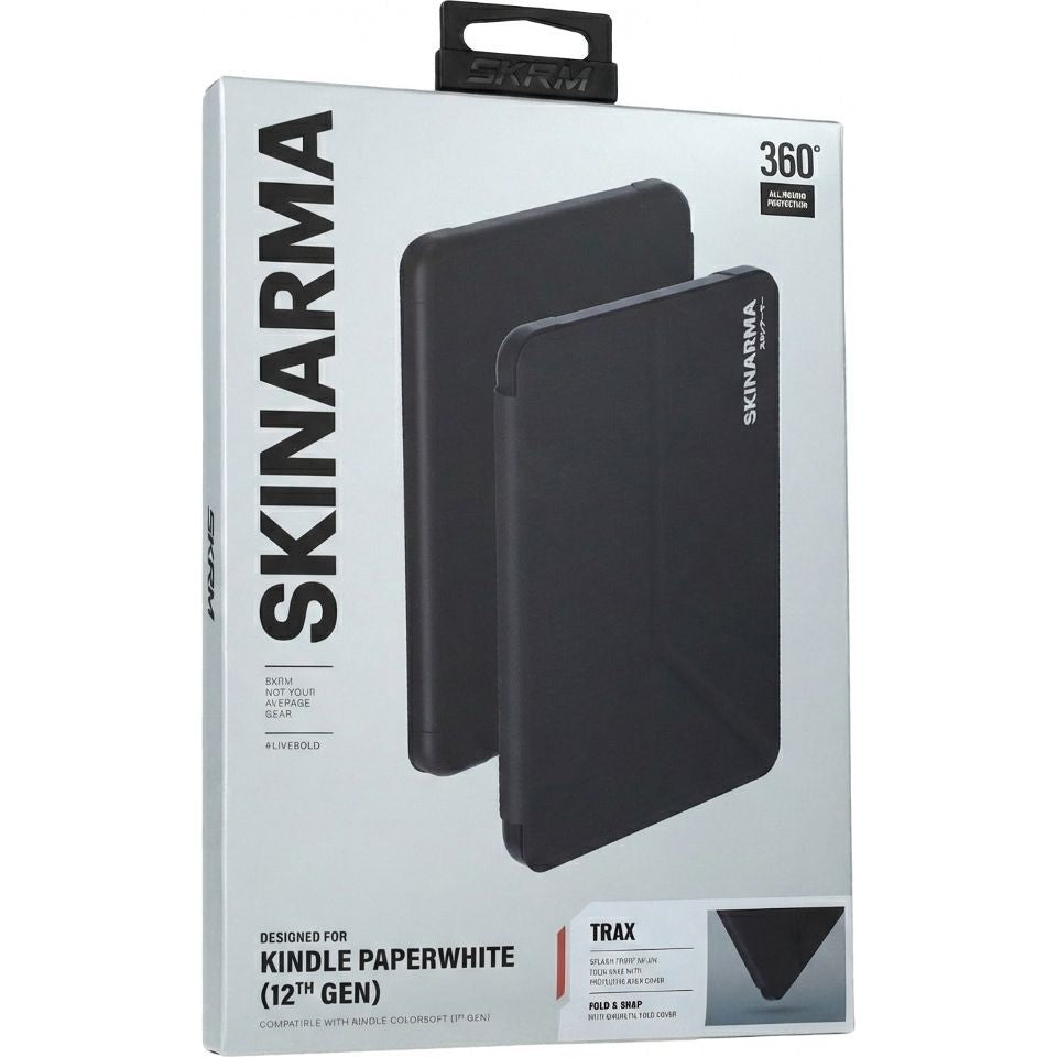 Hülle mit Klappe für Amazon Kindle Paperwhite 12, Skinarma Trax, Schwarz