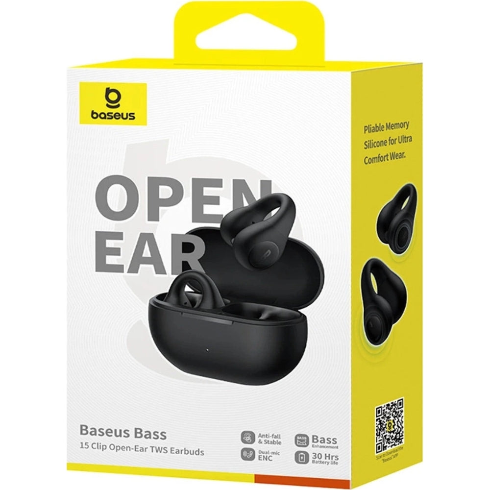 Baseus Bass Open Ear 15 Clip TWS Bluetooth 5.4 drahtloser In-Ear-Kopfhörer, Schwarz