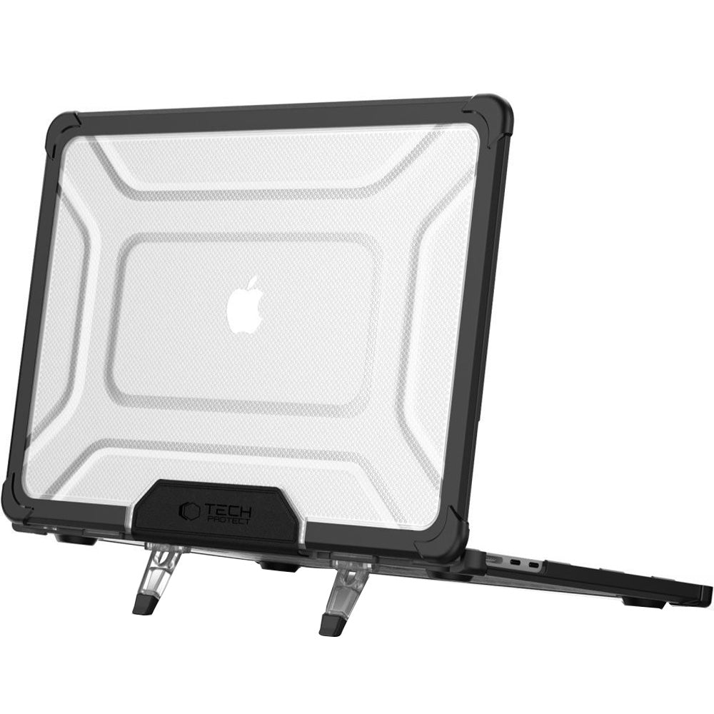 Schutzhülle für MacBook Air 13.6" M5 / M4 / M3 / M2 2025-2022, Tech-Protect SmartShell Pro, Transparent-Schwarz