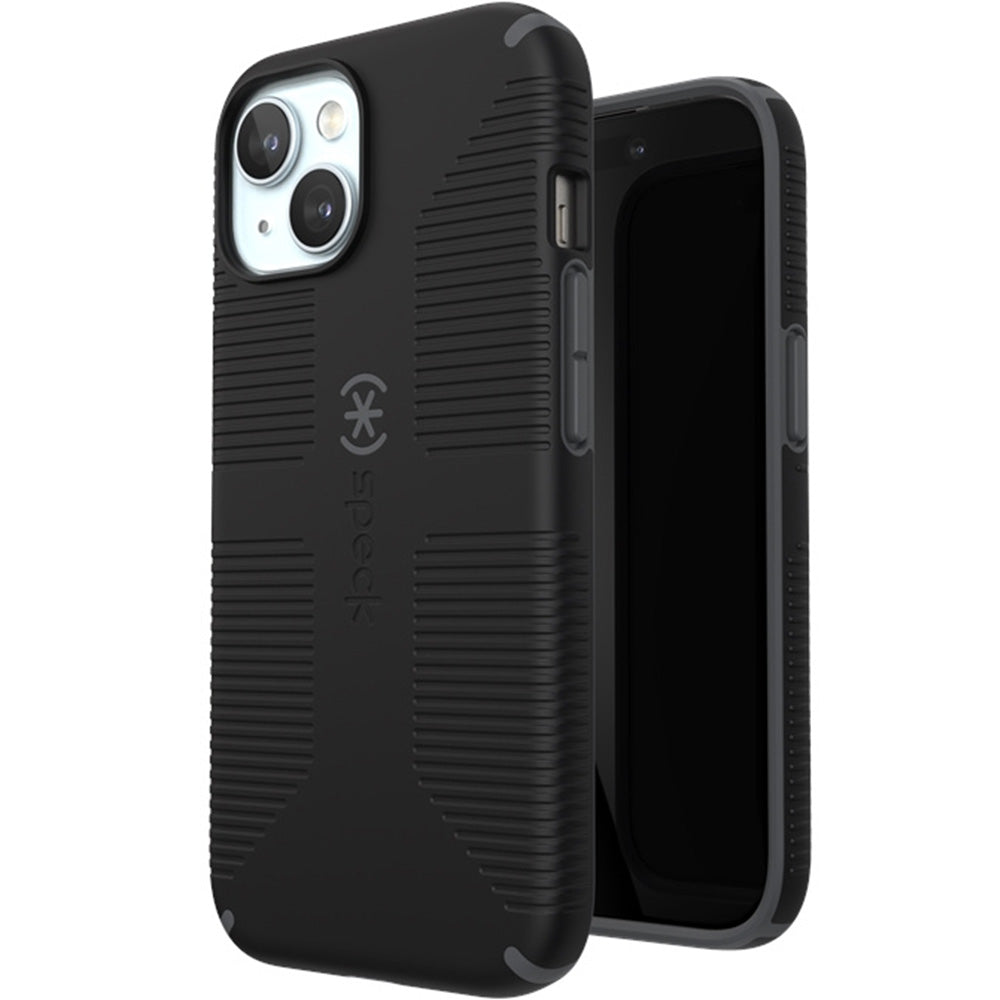 Handyhülle für iPhone 17e / 16e / 15 / 14 / 13, Speck Candyshell Grip mit MagSafe, Schwarz-Grau