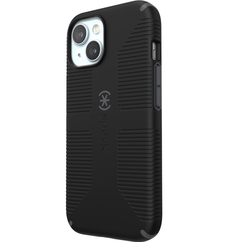 Handyhülle für iPhone 17e / 16e / 15 / 14 / 13, Speck Candyshell Grip mit MagSafe, Schwarz-Grau