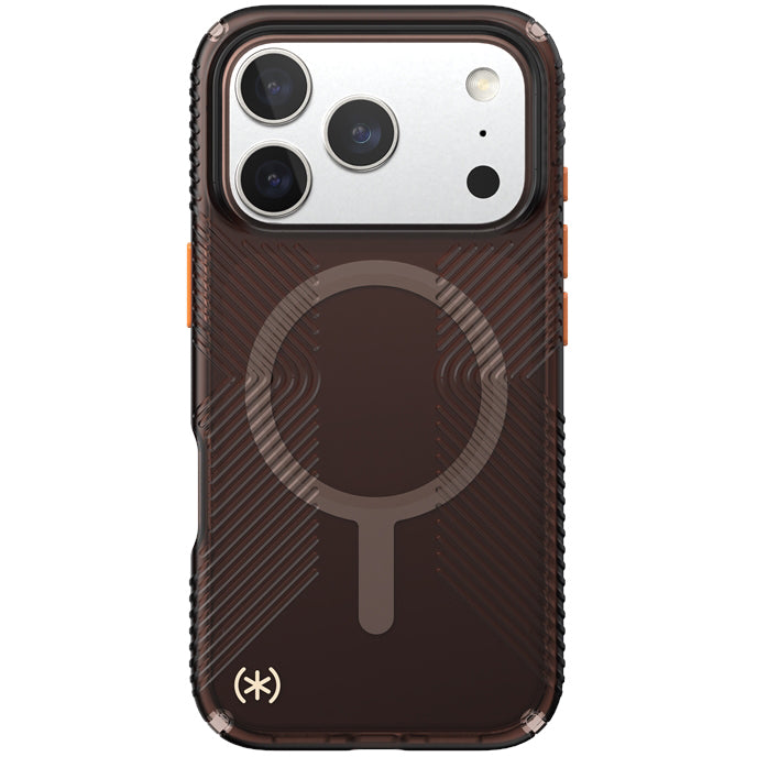 Handyhülle für iPhone 18 Pro / 17 Pro, Speck Presidio Lux Grip MagSafe, Braun-orange