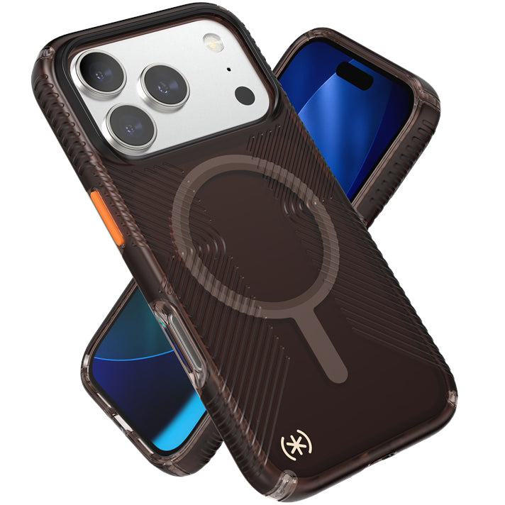 Handyhülle für iPhone 18 Pro / 17 Pro, Speck Presidio Lux Grip MagSafe, Braun-orange