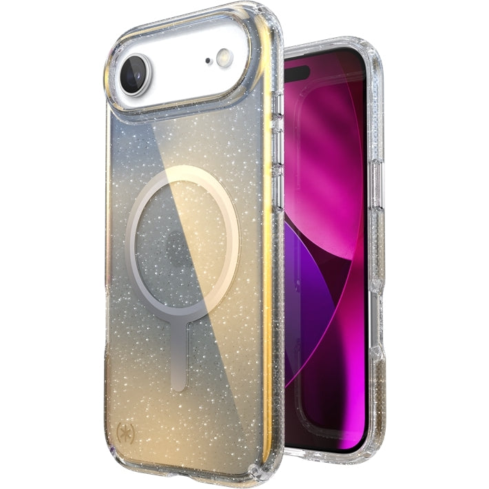 Handyhülle für iPhone Air, Speck Presidio Lux MagSafe, Blau mit Glitzer
