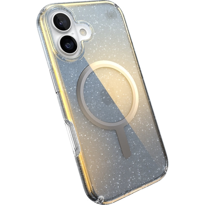 Handyhülle für iPhone 17, Speck Presidio Lux MagSafe, Blau mit Glitzer