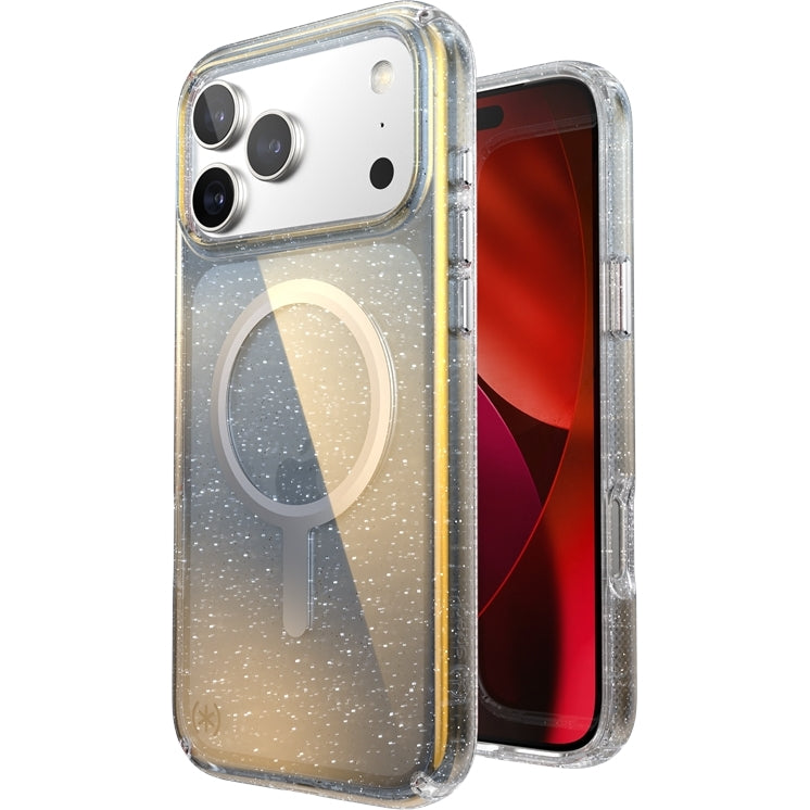 Handyhülle für iPhone 18 Pro Max / 17 Pro Max, Speck Presidio Lux MagSafe, Blau mit Glitzer