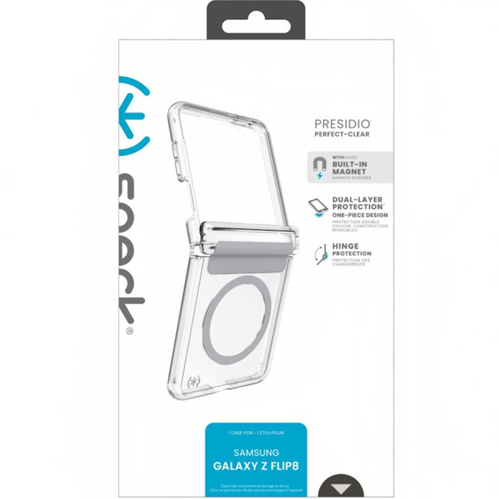 Handyhülle für Galaxy Z Flip8, Speck Presidio Perfect-Clear Fold mit MagSafe, Transparent-Grau (11/11)