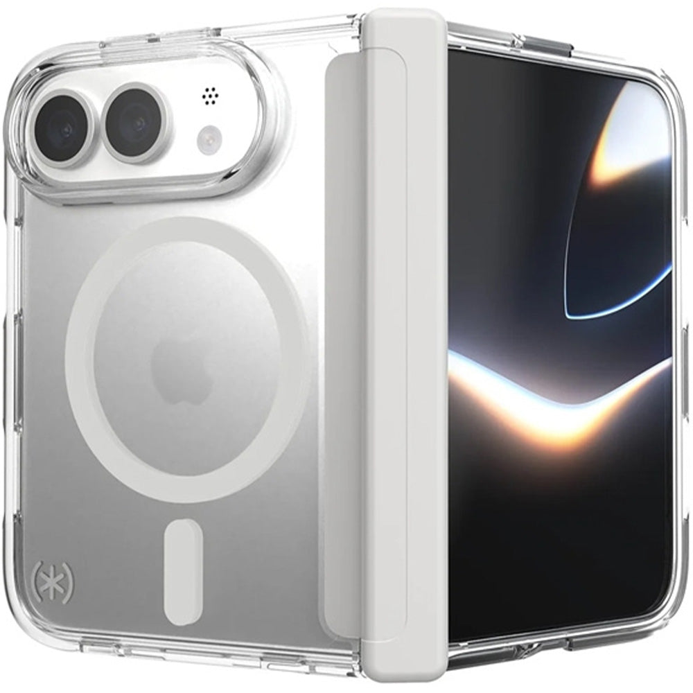 Handyhülle für iPhone Duo, Speck Presidio Perfect-Clear Fold mit MagSafe, Transparent-Grau (1/9)