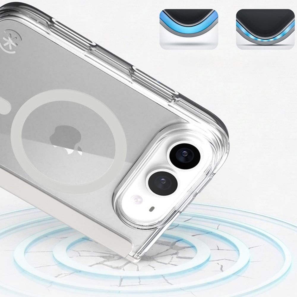 Handyhülle für iPhone Duo, Speck Presidio Perfect-Clear Fold mit MagSafe, Transparent-Grau (3/9)
