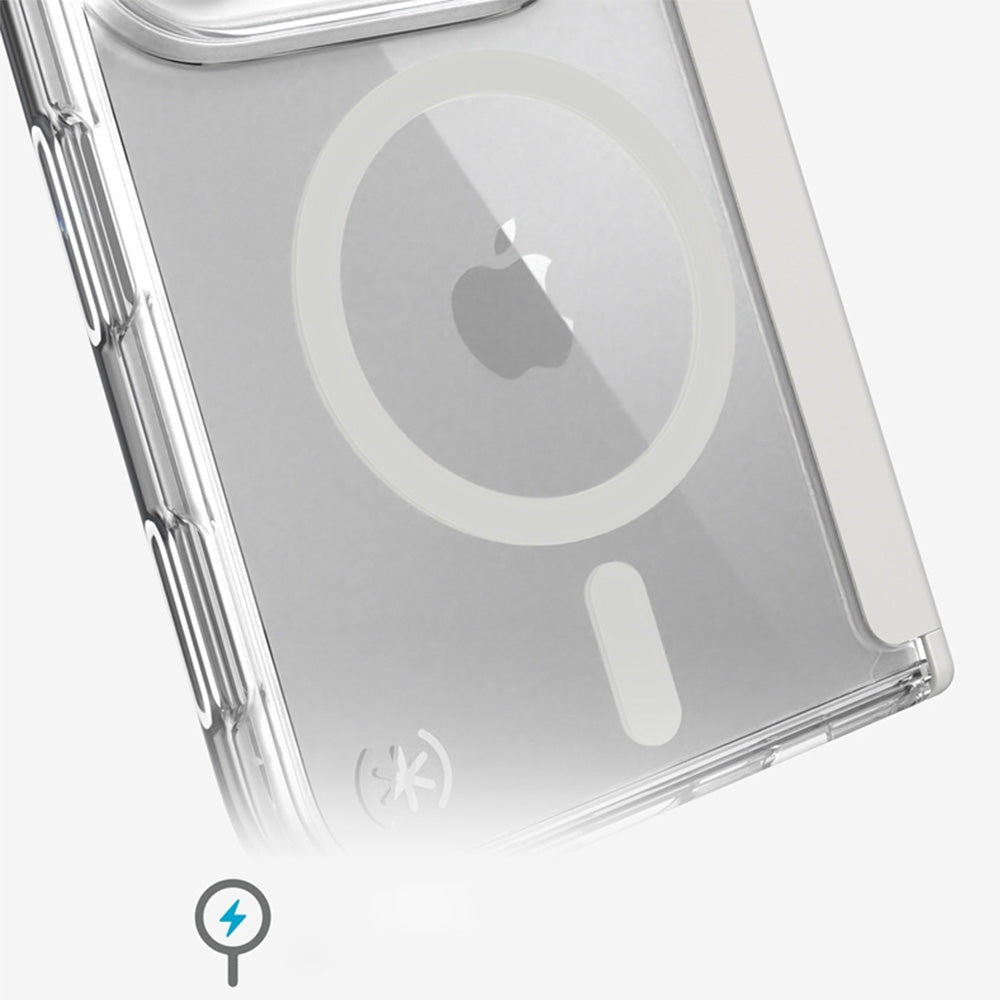 Handyhülle für iPhone Duo, Speck Presidio Perfect-Clear Fold mit MagSafe, Transparent-Grau (4/9)