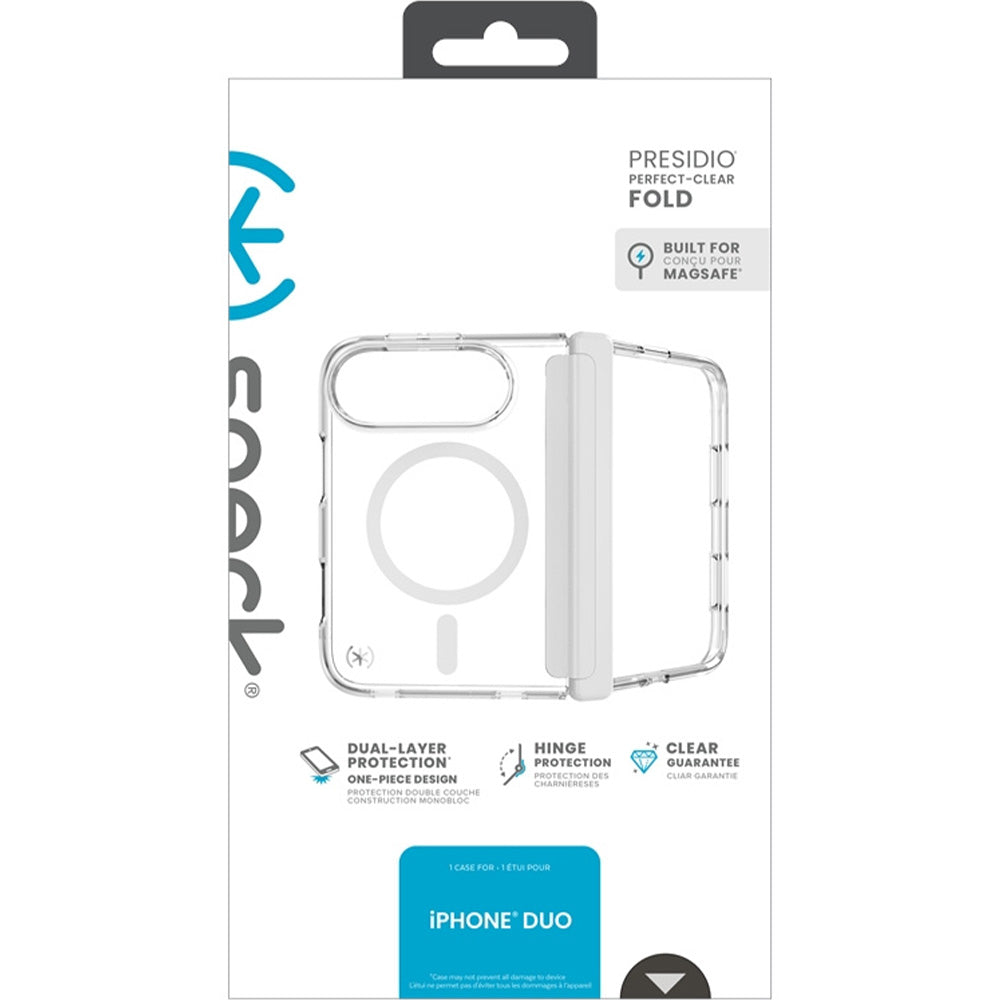 Handyhülle für iPhone Duo, Speck Presidio Perfect-Clear Fold mit MagSafe, Transparent-Grau (9/9)