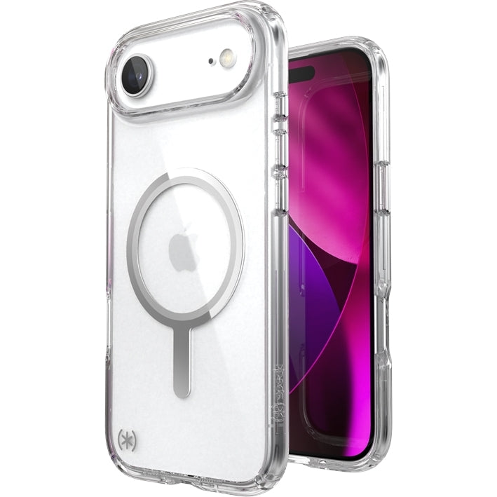 Handyhülle für iPhone Air, Speck Presidio Perfect-Clear mit MagSafe, Transparent und Silbern