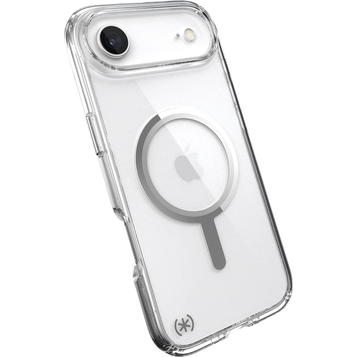 Handyhülle für iPhone Air, Speck Presidio Perfect-Clear mit MagSafe, Transparent und Silbern