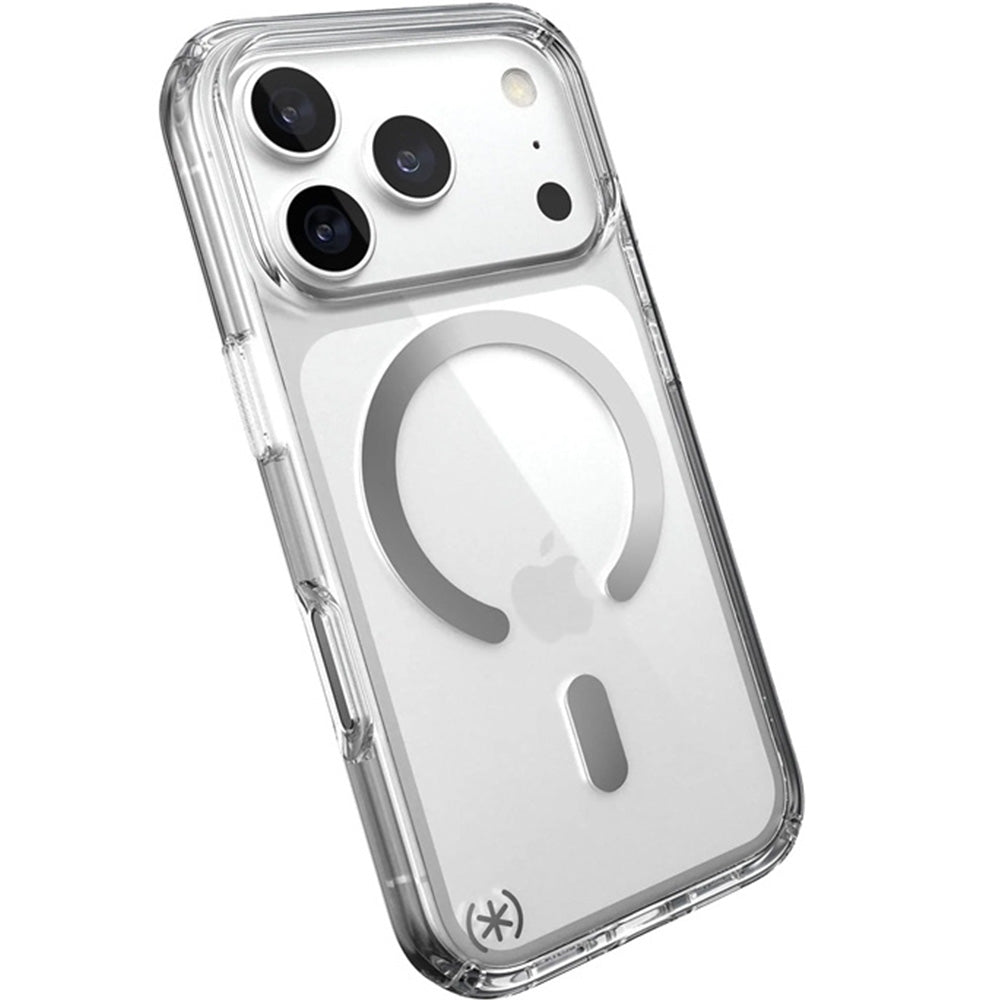 Handyhülle für iPhone 18 Pro / 17 Pro, Speck Presidio Perfect-Clear mit MagSafe, Transparent-Silbern (2/9)