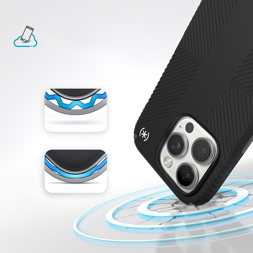 Handyhülle für iPhone 16 Pro, Speck Presidio2 Grip, Schwarz